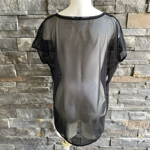 The Line Up Vista Mesh Top Overlay Black Sheer Dance Top Size Large - Picture 3 of 5
